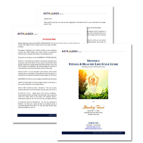 Monthly Fitness and Healthy Life Style Guide ASTROLOGY MONTHLY FITNESS AND HEALTHY LIFESTYLE REPORT